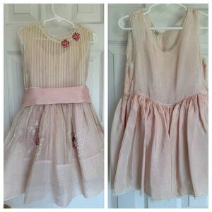Vintage 1950’s Henri Bendel Girl’s Party Dress In Pink Organza With Wide Sash